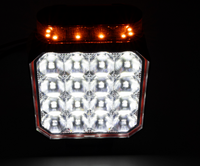 Feu de travail LED carré 4 pouces blanc/ambre, clignotant, balise, signalisation d'avertissement, projecteur tout-terrain pour chariot élévateur, remorque, camion
