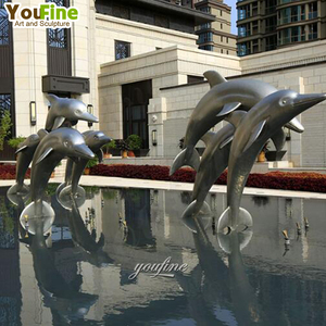 Jardín Decoración al aire libre Estatua <span class=keywords><strong>de</strong></span> delfín <span class=keywords><strong>de</strong></span> <span class=keywords><strong>acero</strong></span> inoxidable <span class=keywords><strong>de</strong></span> alta calidad Tamaño real - Product Image 2