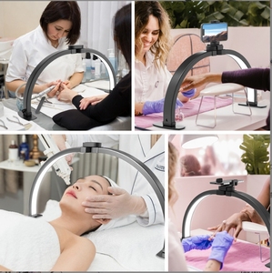 23 Inch Adjustable <b>Half</b>-Moon LED <b>Lash</b> Nail Lamp 2025 Salon Table Desktop Light Manicure Lighting Custom Logo Tool Wholesale - Product Image 2