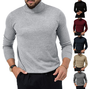 Pulls tricotés à col roulé pour hommes <span class=keywords><strong>Pull</strong></span> à manches longues Tricots <span class=keywords><strong>Pull</strong></span> à la mode Solide Slim Fit Sweatshirts - Product Image 6