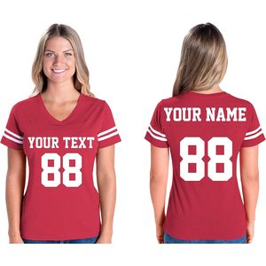 Custom Women's V-Neck Cotton Jersey Personalized Team Uniform Casual Outfit 88 Number Heat Transfer Printing - Product Image 2
