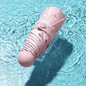 Mini Small and Convenient Ultralight Uv Protection <b>Pocket</b> Five-Folding Simple New Style Capsule Umbrella With Logo - Product Image 4