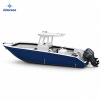Nouveau Best-seller Bateau de pêche à console centrale en aluminium de 27 pieds, double moteur hors-bord, en alliage 5083, bateau d'extérieur avec vivier, pour la pêche en famille 6 personnes