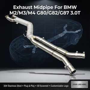 ท่อไอเสียกลาง OEM Boska ขนาด 4 นิ้ว สำหรับ BMW M3/M4 G80/G82 M2 G87 S58 3.0T ปี 2021-2024 SUS304 ท่อเดี่ยวพร้อมแผ่นกันความร้อน - Product Image 1