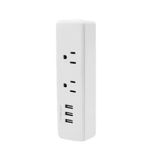 1250瓦美国插头常规壁挂式电源板双交流插座，带3个USB端口电源插头插座，用于家用设备