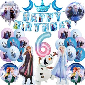 Frozen dekorasi pesta ulang tahun perlengkapan bertema <span class=keywords><strong>Elsa</strong></span> dengan balon spanduk kue Topper untuk anak perempuan hadiah perayaan rumah 2026 - Product Image 6