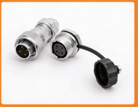 Connecteur Électrique Aérospatial Industriel Étanche IP67 4P WF16 Mâle-Femelle avec Plaques de Serrage et Prise à Panneau à Bride