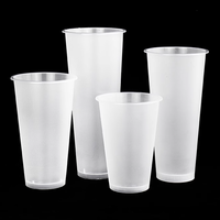 Vente en gros Tasse à thé Boba en plastique jetable à emporter PP Tasse Boba avec couvercles