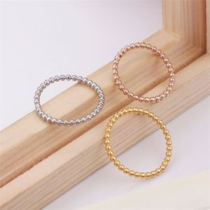 Beads Water Ripple <b>Ring</b> Simple <b>Thin</b> Tail <b>Ring</b> Women Gold Rose Gold Steel Color Stainless Steel Jewelry <b>Ring</b> - Product Image 1