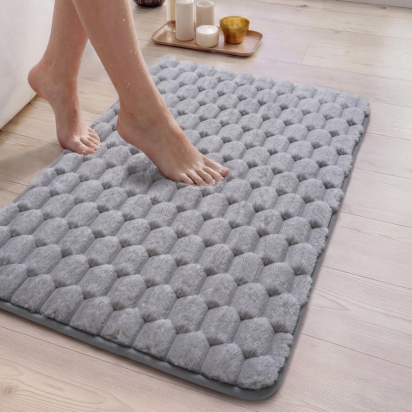 Alfombra de baño de algodón de alta densidad - gris granulado