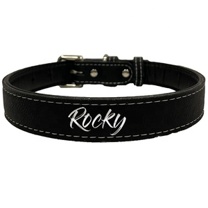Collares para Mascotas de Cuero PU Impermeable con Cierre de Metal Ajustable Personalizado, Hundehalsband, <span class=keywords><strong>Collar</strong></span> de Perro de Cuero Sintético Grabable con Láser - Product Image 3