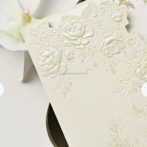 Cartes d'invitation personnalisées en relief avec impression vanille pour événements spéciaux, mariages, impression offset en relief faite à la main - Product Image 4