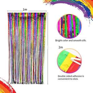 <span class=keywords><strong>Rideau</strong></span> <span class=keywords><strong>de</strong></span> fête décoratif en feuille métallisée arc-en-ciel, 1x2m, coloré et lumineux, pour <span class=keywords><strong>porte</strong></span> - Product Image 3