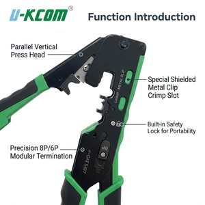 <span class=keywords><strong>Pince</strong></span> à sertir verticale professionnelle blindée <span class=keywords><strong>RJ45</strong></span> <span class=keywords><strong>pour</strong></span> fiches modulaires Cat5, Cat6, Cat7 et sertissage en queue de cygne <span class=keywords><strong>pour</strong></span> clips métalliques - Product Image 2