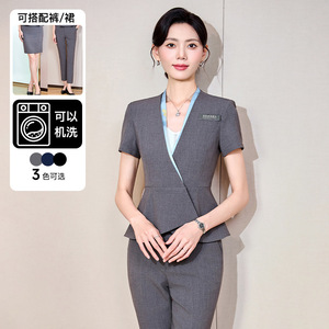 Women's Short Sleeve Suit Set Summer Professional Uniform Breathable Polyester Formal Wear For Jewelry Store Beauty Salon - Product Image 2