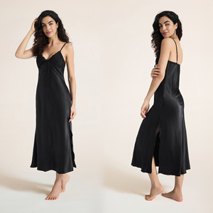 Wholesale Women Plus Size Sleeveless Collarless Spaghetti Strap Full Length <strong>Maxi</strong> Silky Woven Solid Pajama Nightgown <strong>Nightdress</strong> - Product Image 2