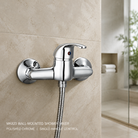 Mitigeur de douche mural à poignée courbée en laiton massif chromé poli, robinet de douche à poignée unique pour salle de bain, raccord G1/2
