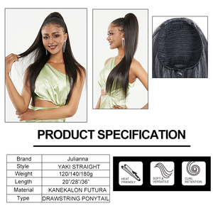 Extensions de cheveux synthétiques Julianna Futura Fiber 28 pouces, style Yaki lisse, boucles lâches, vague d'eau, queue de cheval à cordon - Product Image 2