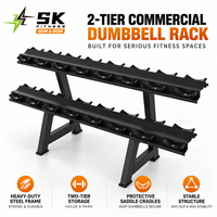 Support de rangement double niveau pour haltères SK-B43 (8 paires) – Équipement de gym commercial pour l'entraînement de force