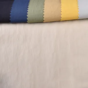 Desain kustom warna Solid bernapas anyaman nilon katun kain celup padat untuk mantel
