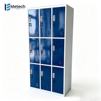 Casier de rangement métallique à 9 portes, armoire en acier pour employés avec serrure à clé pour écoles, gymnases et vestiaires du personnel