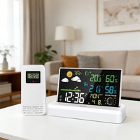 Station météo intelligente, horloge, signal DCF, thermomètre, hygromètre, baromètre, alimenté par batterie, détection tactile, cuisine, bureau