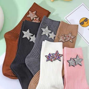 Calzini donna moda Star glitterato brillante diamanti scintillante cotone inverno calzini allentati Harajuku natale stile - Product Image 4