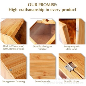 Bamboo Double Layer Bread Box 47x27x34cm Large Capacity Wooden <b>Storage</b> <b>Kitchen</b> Food Snack Container - Product Image 3