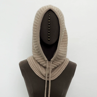 Bonnet en laine mérinos cachemire Capuche couleur grise Bonnet à tricoter cagoule tricotée