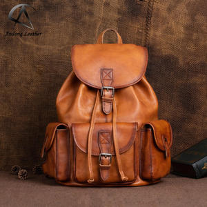 Andong <b>Men</b> Backpack Genuine Cow Leather Retro Leisure Business Vegetable Tanned Large Capacity <b>Shoulder</b> <b>Bag</b> Portable Travel <b>Bags</b> - Product Image 1