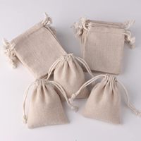 Petits sacs de mousseline en toile de coton personnalisés Sac en lin Sachet cadeau Pochette en toile de jute pour fête Fournitures pour la maison