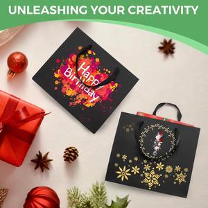 Sac en papier haut de gamme avec poignée, imprimé avec logo, pour promotion, cadeau, shopping, bijoux, or et noir - Product Image 6
