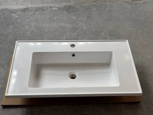 Lavabo mural en résine moderne MEBO OEM ODM pour hôtel, lavabo simple en résine blanc brillant avec drain - Product Image 2