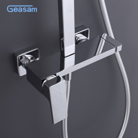 Ensemble de douche mural GEASAM avec mitigeur finition chromée – Kit complet
