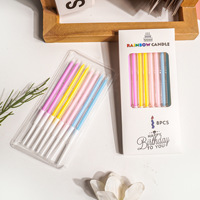 Bougies d'anniversaire en forme de crayon macaron arc-en-ciel haut de gamme en gros, accessoires de décoration de gâteaux pour enfants