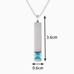 Collares de urna minimalistas para cenizas, collar de cremación de barra de acero inoxidable, collar de cenizas conmemorativas de piedra natal de cristal multicolor - Product Image 3