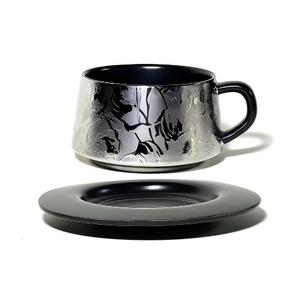 Ensemble de tasses à café en céramique vintage personnalisées avec soucoupe, en acier inoxydable, écologique, luxueux, minimaliste, idéal pour la maison, le bureau ou le café - Product Image 1