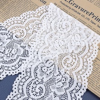 Dentelle française blanche large en tricot warp de haute qualité, ajourée, double face, élastique, pour sous-vêtements et accessoires vestimentaires