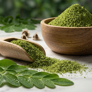 Poudre de feuilles de Moringa Oleifera de qualité alimentaire OEM HP Valia, 100% pure, naturelle, fine, complément alimentaire à base de plantes vertes - Product Image 1