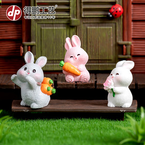 Dp <b>Mini</b> Rabbit Resin Ornament Cute Animal Figure For Home <b>Desk</b> Decoration - Product Image 3