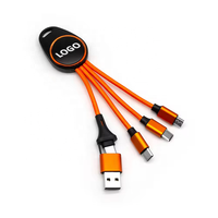 Kabel pengisi daya USB C ke Usb C, hadiah promosi kustom kabel USB portabel Mini Logo kustom kabel pengisian daya LED 4 dalam 1