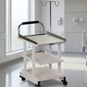 Chariot médical durable pour appareil ECG avec barre IV, mobilier hospitalier à 4 roues, facile à nettoyer, capacité de charge de 40 lb pour hôpital et clinique - Product Image 3