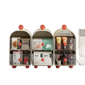 Creative Home Storage Box For Tea Coffee With Partitions Desktop Organizer <b>Rectangle</b> Solid Color Standing Type - Product Image 5