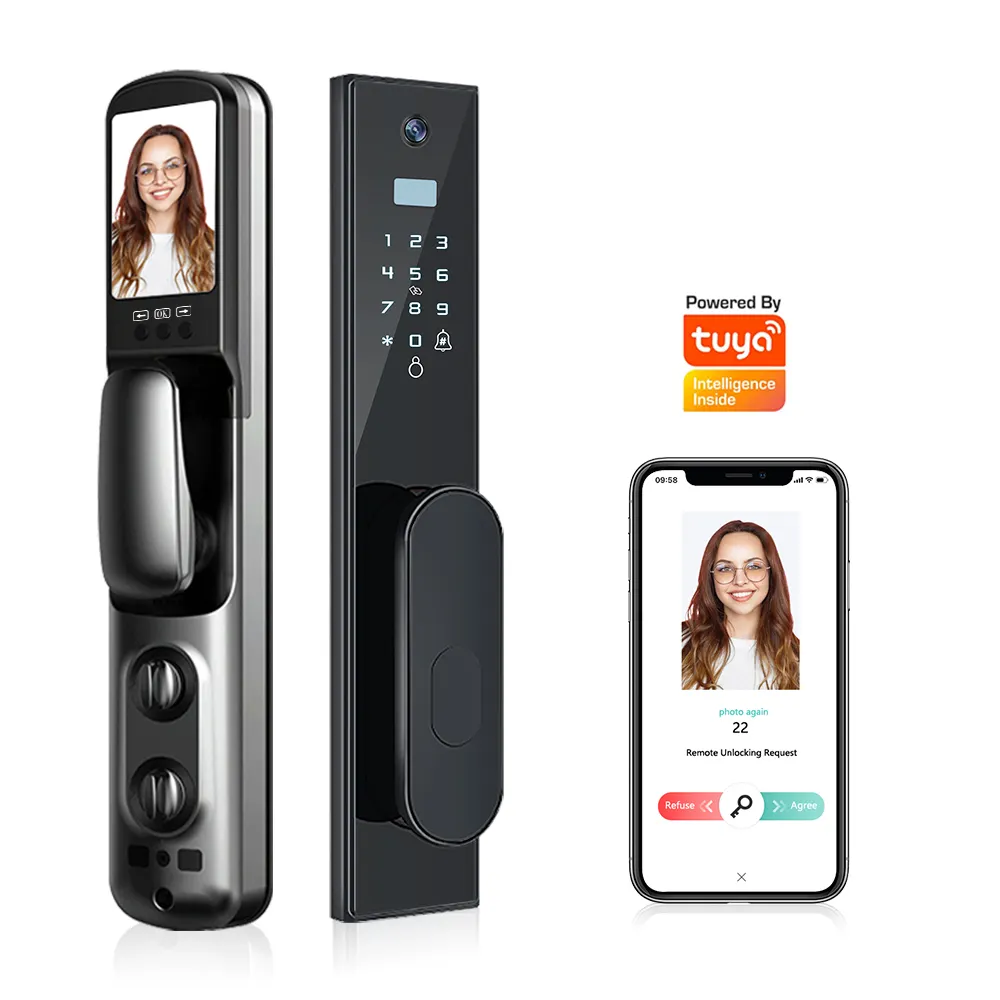 2023 New Arrival HOT SALE Smart Door Lock Fingerprint Digital Wifi Lock Connected Camera Monitor Send Photo To Mobile