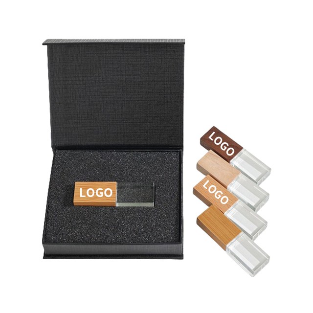 Custom Crystal Wooden Flash Drive Advertising USB 2.0 Usb-Stick Usb Flash Drive With Box