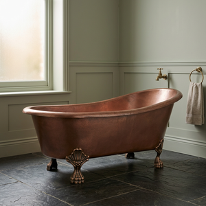 Baignoire autoportante individuelle en cuivre finition bronze huilé, ovale classique, pour salle de bain de villa, adultes - Artisanat indien - Product Image 3