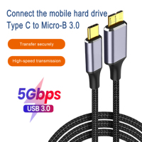 Cable de Datos USB 3.0 Tipo-C a Micro-B, Lectura Rápida de 5 Gbps, Trenzado de Nailon para Disco Duro