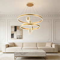 Lustre LED suspendu long moderne pour escalier duplex, idéal pour salle à manger et hall d'entrée à plafond haut