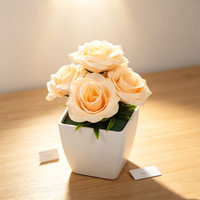 Fournisseur Professionnel de Mini-Bonsaïs de Roses Artificielles Réalistes, Plantes en Pot de Fleurs en Soie Personnalisées, Style Nordique, Fait Main, Thanksgiving