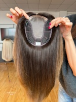 SHY Topper en cheveux naturels vierges couleur blonde, avec base en filet, pour la couverture de la calvitie, commande en gros pour femmes souffrant d'alopécie